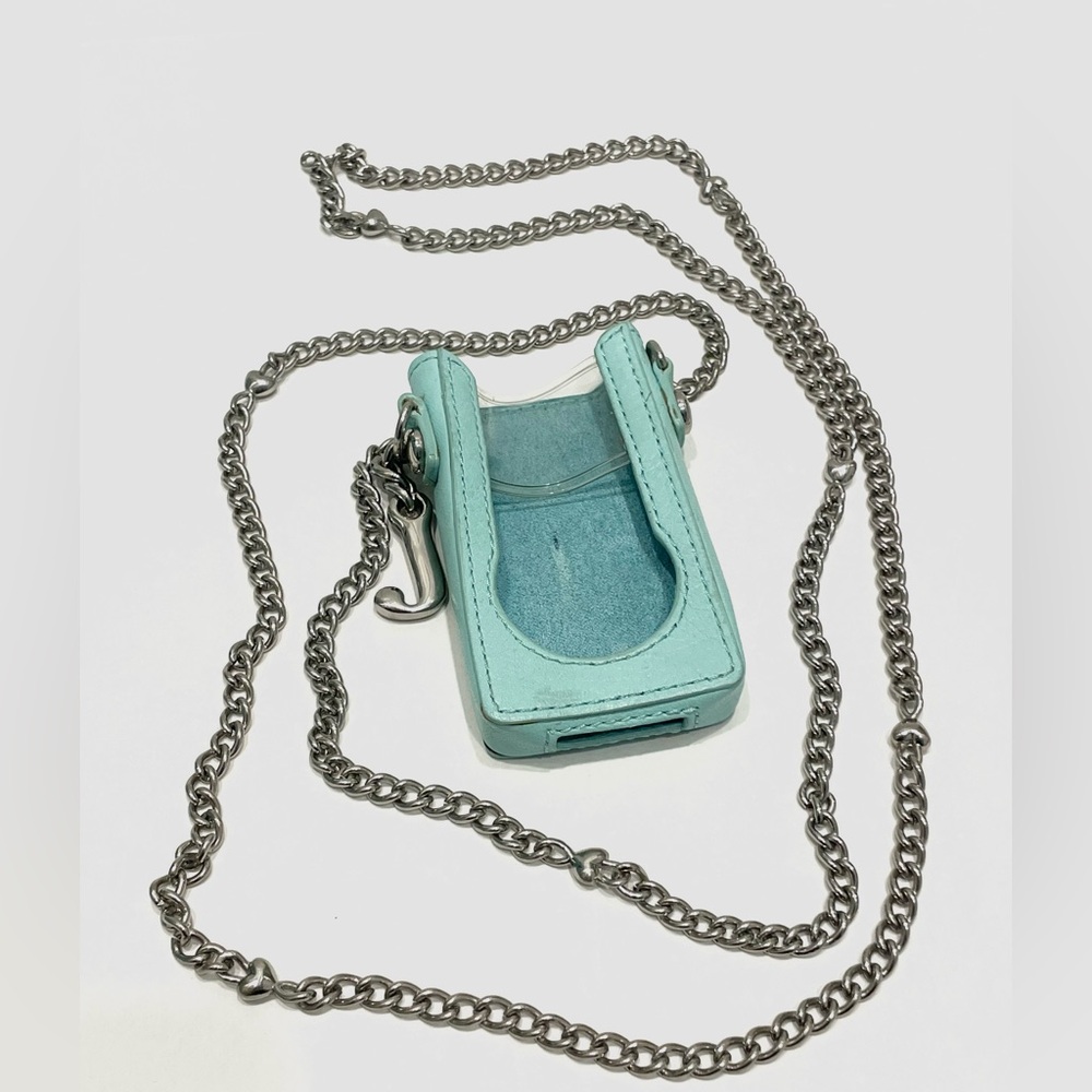RARE Vintage JUICY COUTURE Y2K Baby Blue J Charm Silver Chain iPod Phone Carrier